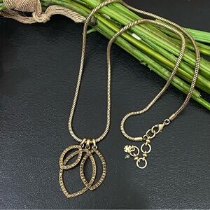 LUCKY BRAND Brass-tone Pave Charm Pendant 25” Long Necklace